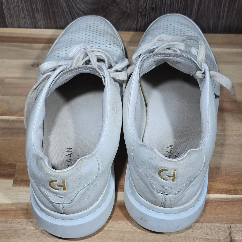 Cole Haan Grand Series Laser Perforated Leather Sneakers 12M White Mens‎